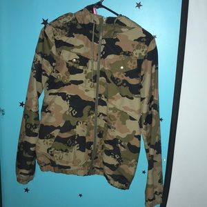 camouflage leather raincoat